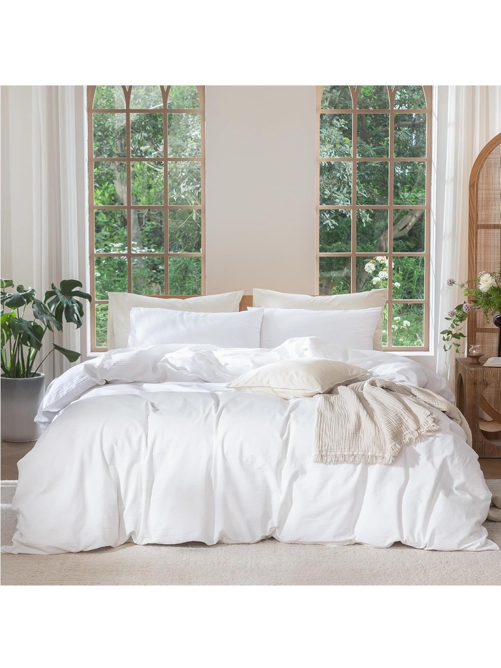 NEW MooMee Bedding Duvet Cover Set 100% Washed Cotton. Oversized King 120"x98"